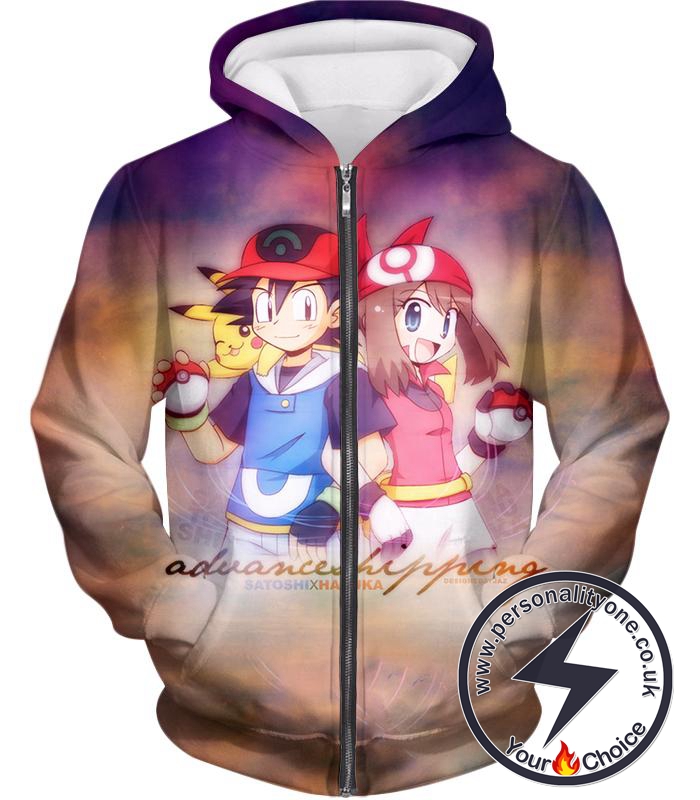 Pokemon Pokemon Advance Generation Trainers Ash and May Zip Up Hoodie